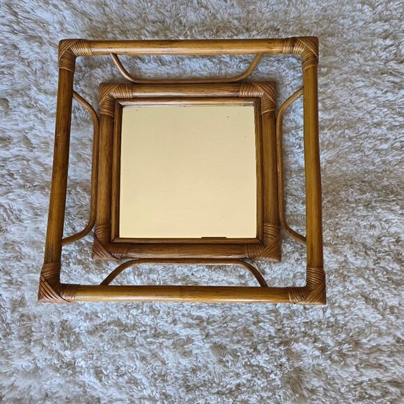 Bamboo/ Rattan Square Mirror‎ Mid Century ModernBohemian